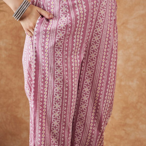 Sangria Floral Printed Pure Cotton Kurta With Trousers & Dupatta