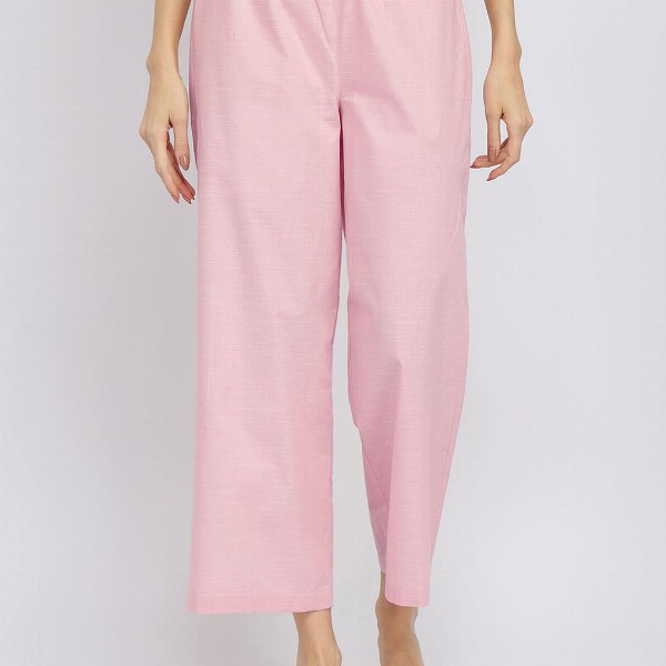 Pink Fort Luxe-Textured Cotton Solid Kurta Set - Pink