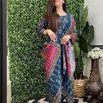 KALINI Women Multi Rayon Blend Printed Straight Kurta Set With Dupatta