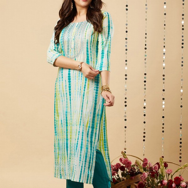 GoSriKi Shibori Dyed Regular Kurta with Trousers & Dupatta