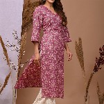Rimeline Ethnic Motifs Printed Pure Cotton Straight Kurta