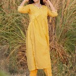 zuri Women Embroidered Regular Pure Cotton Kurta with Trousers