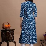 GLOWWORLD Tie & Dye Band Collar Straight Kurta