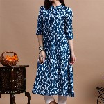 GLOWWORLD Tie & Dye Band Collar Straight Kurta