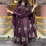 GoSriKi Floral Printed Round Neck Anarkali Kurta With Trousers & Dupatta