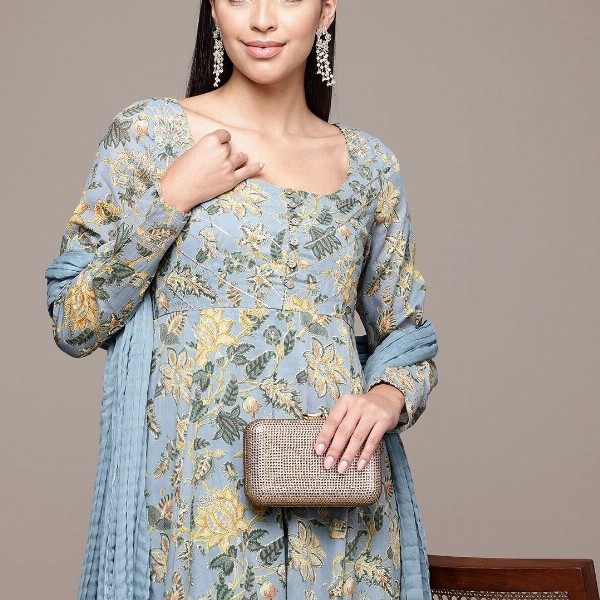 aarke Ritu Kumar Floral Printed Regular Kurta with Trousers & With Dupatta