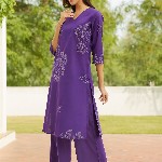 Pink Fort Women Bandhani Regular Pure Cotton Kurta with Trousers