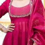 GoSriKi Thread Work Anarkali Kurta With Trouser & Dupatta