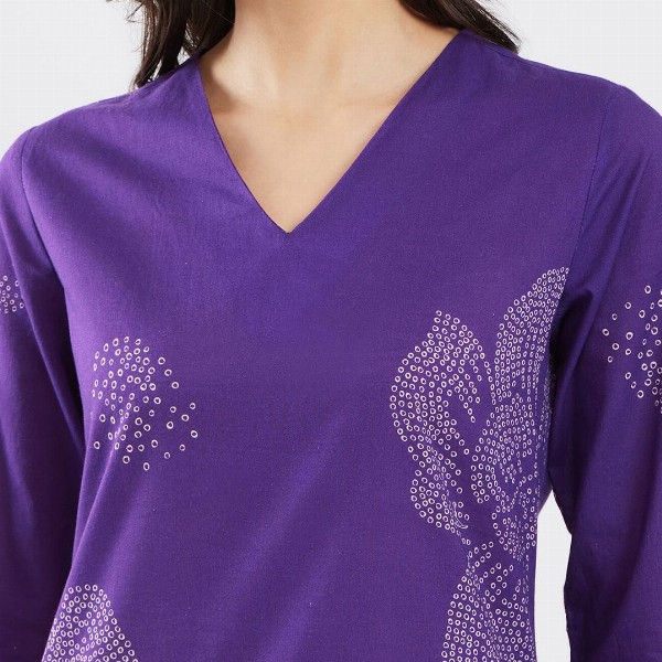 Pink Fort Women Bandhani Regular Pure Cotton Kurta with Trousers