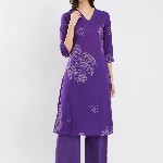 Pink Fort Women Bandhani Regular Pure Cotton Kurta with Trousers