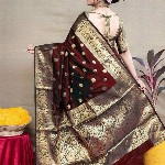 Dhyey Fashion Ethnic Motifs Woven Design Zari Pure Silk Banarasi Saree