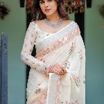 all about you Printed Floral Pure Linen Sarees