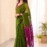 KALINI Green Silk Blend Woven Design Sarees
