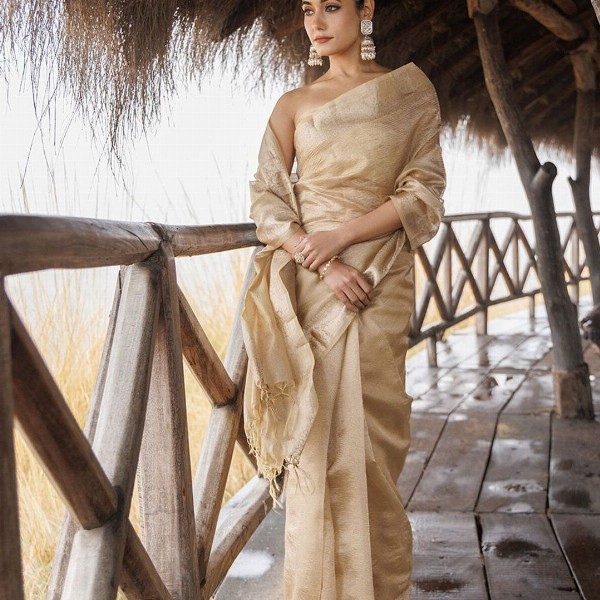 Geroo Jaipur Woven Design Zari Tissue Saree