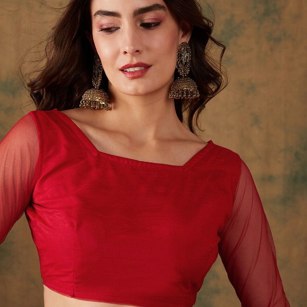 Sangria Embroidered Net Sarees