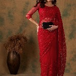 Sangria Embroidered Net Sarees