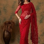Sangria Embroidered Net Sarees
