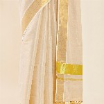 Soch Off White & Gold-Toned Zari Tissue Kasavu Saree
