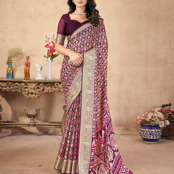all about you Floral Pure Chiffon Saree