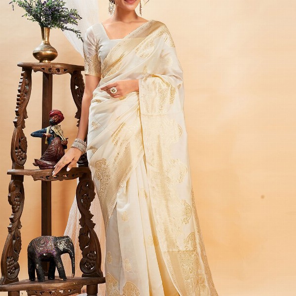 KALINI Woven Design Banarasi Saree With Blouse Piece