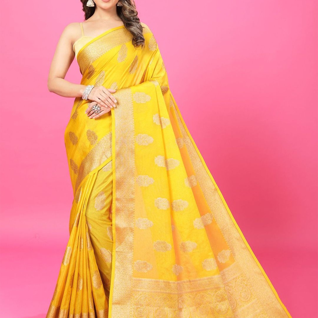 CRAFTYSTYLES Woven Design Zari Pure Crepe Banarasi Saree