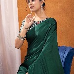 Mitera modal Ajrak Block Satin SareeWith Blouse Piece