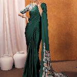 Mitera modal Ajrak Block Satin SareeWith Blouse Piece