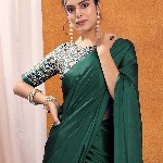 Mitera modal Ajrak Block Satin SareeWith Blouse Piece