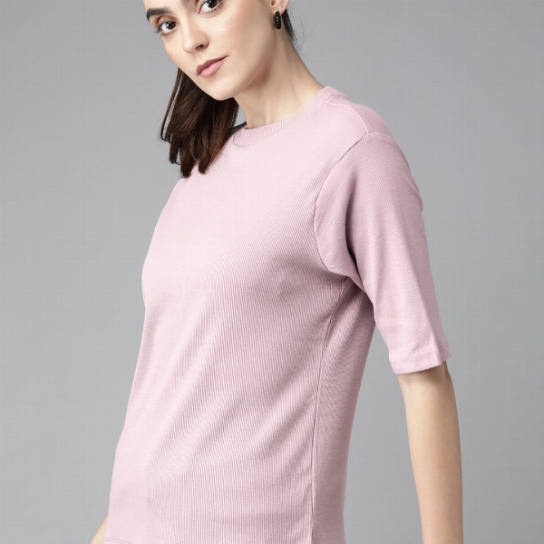 The Roadster Lifestyle Co Mauve Ribbed Top