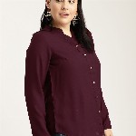 Sztori Plus Size Women Burgundy Solid Top