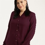 Sztori Plus Size Women Burgundy Solid Top