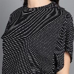 Mast & Harbour Black Striped Extended Sleeves Boxy Top
