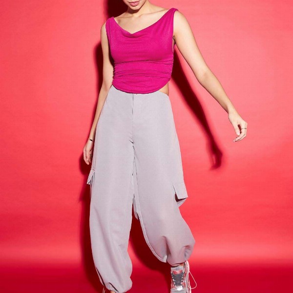 Uptownie Lite Maroon One Shoulder Crop Top