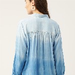 Maaesa Blue Tie and Dye Shirt Style Top