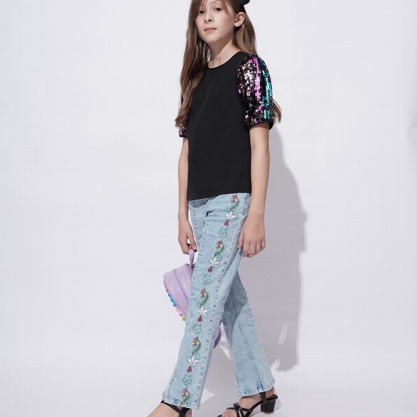 Vero Moda Girls Embellished Embellished Round Neck Top