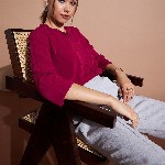 DressBerry Round Neck Three-Quarter Sleeves Top