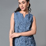 The Roadster Life Co. Women Self Design Keyhole Neck Polyester Top