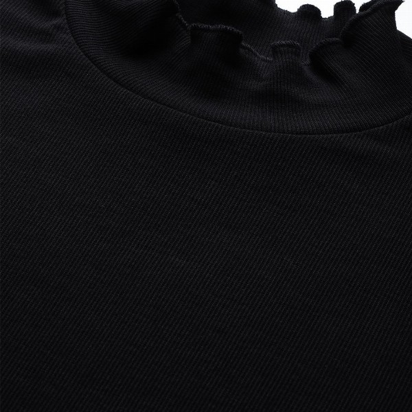 SASSAFRAS Black High Neck Cropped Top