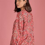 DressBerry Women Printed Lapel Collar Top