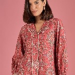 DressBerry Women Printed Lapel Collar Top