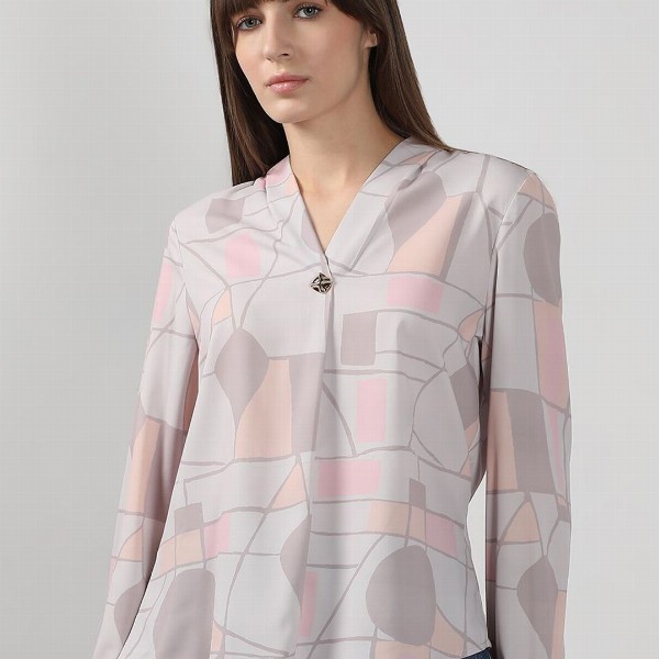 Vero Moda Women Abstract Printed V-Neck Top