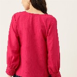 DressBerry Floral Embroidered Puff Sleeve Top