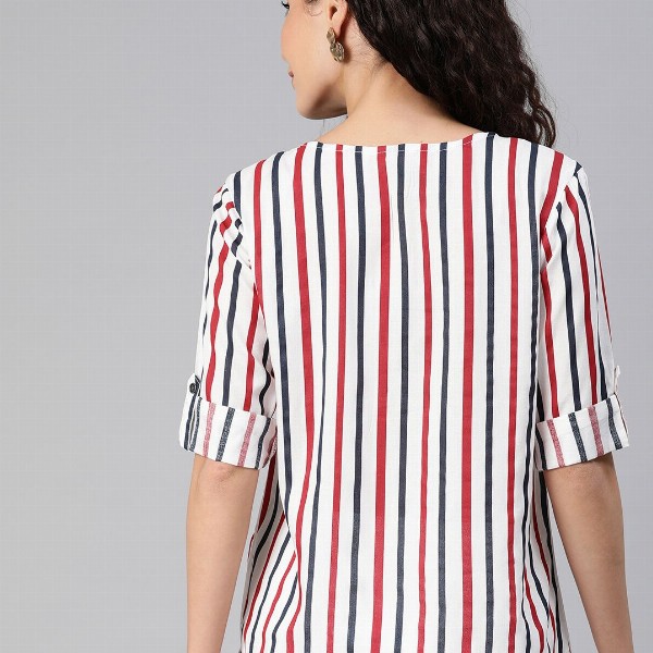 HERE&NOW White Striped Shirt Style Top