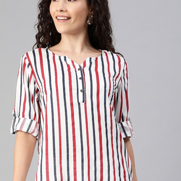 HERE&NOW White Striped Shirt Style Top