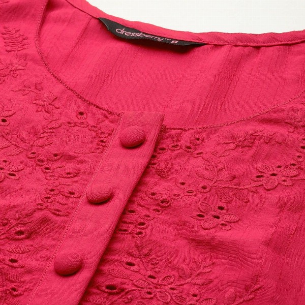 DressBerry Floral Embroidered Puff Sleeve Top