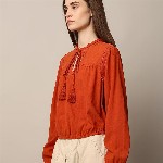 ONLY Tie-Up Neck Bohemian Blouson Top