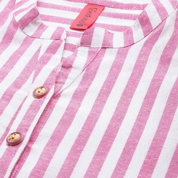 Cottinfab Striped Mandarin Collar Cotton Top