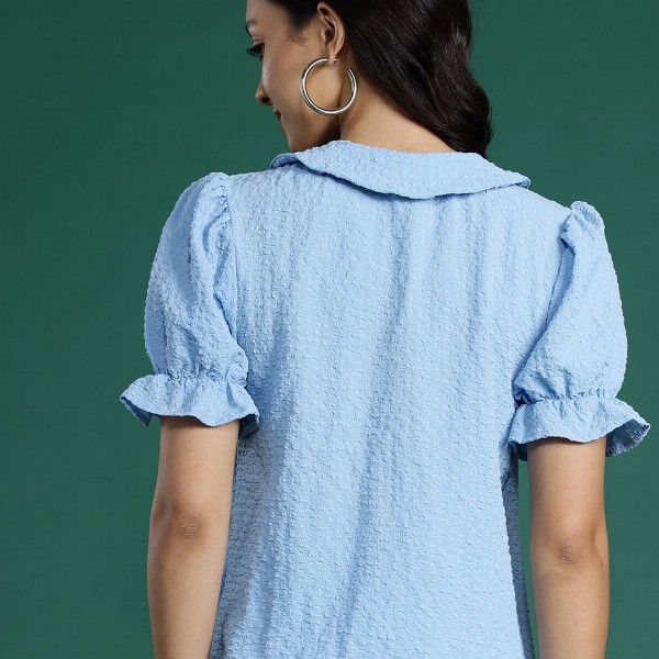 DressBerry Peter Pan Collar Seersucker Top