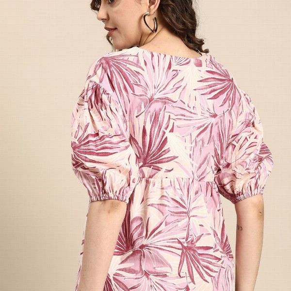 all about you Floral Print Puff Sleeves Cotton Top