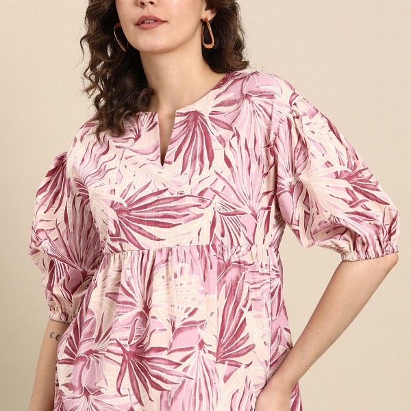 all about you Floral Print Puff Sleeves Cotton Top